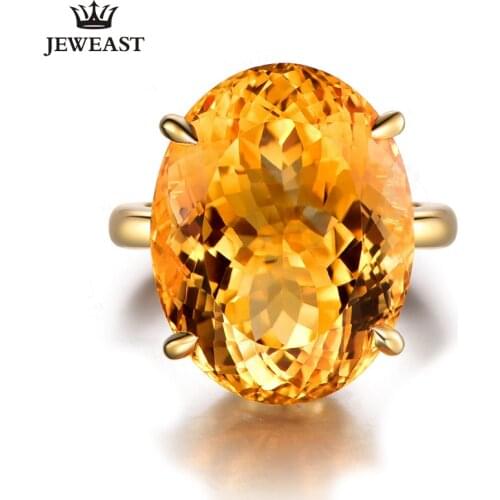 ML Natural Citrine 18K Pure Gold 2020 New Hot Selling Top Ring Women Heart Shape Ring For Ladies Woman Genuine Jewelry