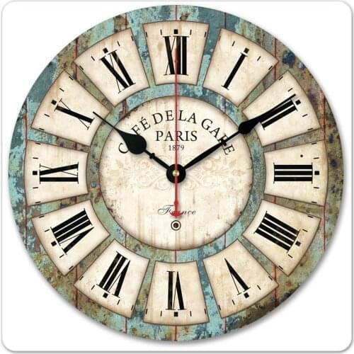 Wall Clocks Decorative Silent Non Ticking Vintage Wall Clock Ocean Blue Rustic Style 12 Inch for Living Room Bedroom Office