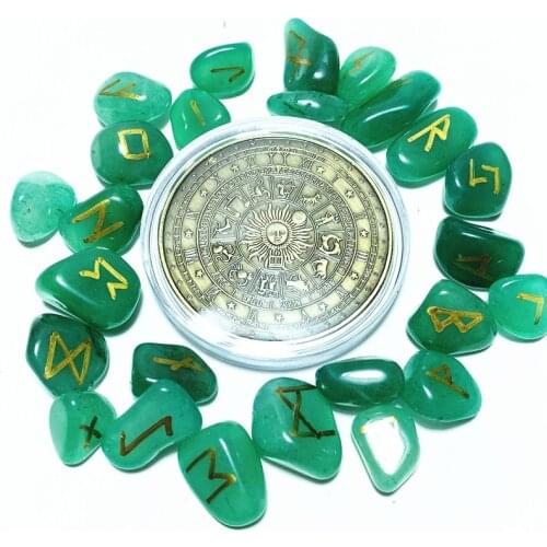 Natural Green Aventurine Crystal Rune Stone Lrregular Divination Fortune-telling Healing Meditation Gift Collection