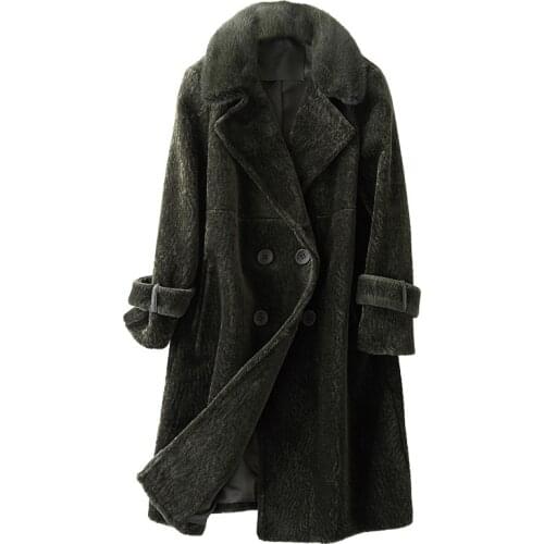 2020 New Mink Lapel Sheep Shearing Leather And Fur Loose Coat Temperament Lamb Wool Coat Tide