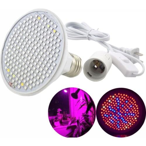 NEW Full Spectrum 200 LED Plant Grow Light Lamp E27 AC Cable Set for Flower Hydroponic Indoor Greenhouse Cultivation