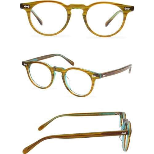 Belight Optical Men Women Classical Vintage Acetate Round Shape Prescription Eyeglasses Optical Spectacle Frame Eyewear R505