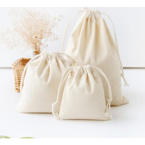 New Cotton Linen Gift Bag Travel Drawstring Storage Bags Sundries Small Beam Rope Pouches Handmade Candy Bag
