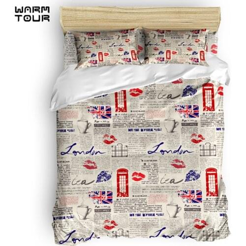 WARMTOUR Duvet Cover London Newspaper Duvet Cover Set 4 Piece Bedding Set For Beds DHL Shipping Methods