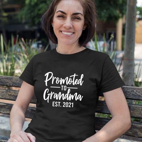 Promoted To Grandma Est 2021 Women Harajuku T-shirt Aesthetic Tees Grandma To Be Female Casual Nana T Shirts Camisetas Mujer
