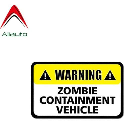 Aliauto Warning Car Sticker Zombie Containment Vehicle Personal Accessories PVC Waterproof Decal for Motorcycle Seat Vw,12cm*7cm
