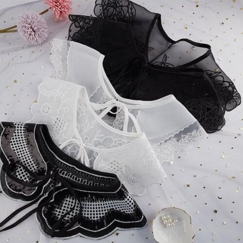 1PC Women Lace Fake Collar Blouse Cloud Shoulder Doll Collar Detachable Shirt Collar Tie Bow Blouse Top Women Clothes Accessorie