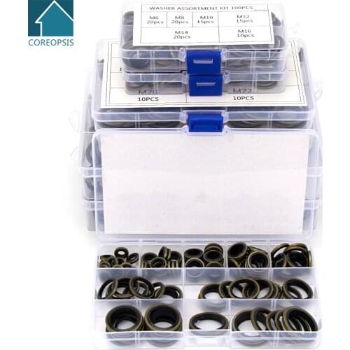 High Pressure Sealing Washer O-Ring Gasket Socket M6 M8 M10 M12 M14 M16 M18 M20 M22 M24 M27 M30 Seal Spare Kit 100pcs-162pcs S28