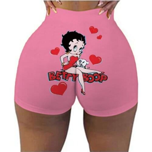 Womens Cartoon Printed Shorts 2020Summer Casual Sexy Slim High Waist Strench Hip Hop Running Jogger Short Pant Tracksuit