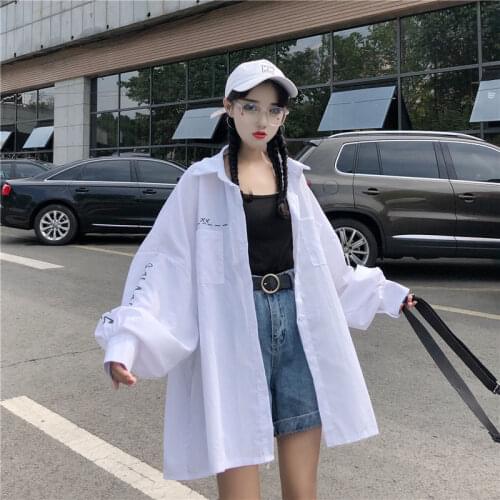 Summer 2020 Spring New Style WOMENS Dress Korean-style Casual Long-sleeved Shirt Loose-Fit Versatile Base-Shirt G1662