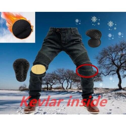 Winter plus velvet warmth riding motorcycle jeans Aramid anti-fall racing MOTO pants Knight equipment