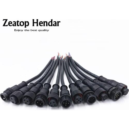 1Pair M16 Waterproof 2 3 4 5 9 12 Pin IP68 Power Cable Wire Plug for LED Strips Male Female Jack Connector Nut Metal Screw