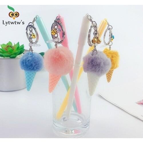 1 Pcs Gel Pen Ice Cream Cone Pendant Kawaii Cute Stationery Office School Supplies Lovely Sweet Pretty creative Korea japanese