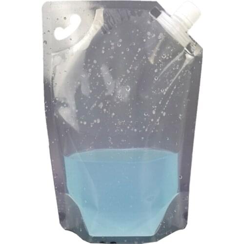 1000pcs 1000ml Empty Stand up Plastic Drink Spout Bag 1L transparent suction bags For Juice Milk water Beer
