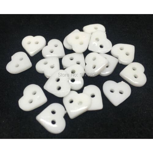 1000pcs 10x11mm White Plastic Heart Buttons Sewing Accessories Button DIY Crafts For Scrapbooking Embellishments Cardmaking