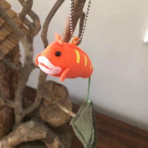12cm Cute Little Red Goby Fish Shrimp and Tiger Plush Toys Meme Simulation Stuffed Animal Dolls for Christmas Gift Key Pendent