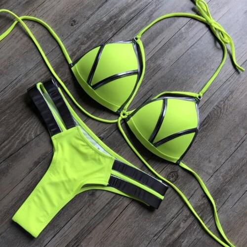 2020 Women Sexy Push Up Low Waist Brazilian Thong Bikini Sets Summer Beach Wear Blue Wine red silver light green 3 colors