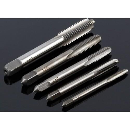 5pcs/set Straight Groove Tap Bearing Steel Mini Straight Flute Hand Taps Drilling Machine Accessories Round Shank Perforator