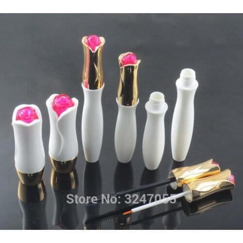 50pcs/lot White Elegant 12.1mm Lipstick Tubes, High Grade Rose Style Empty Eyeliner Bottels, DIY Plastic Mascara Cream Container