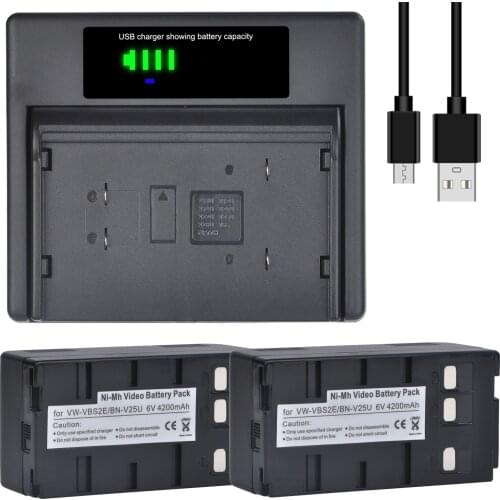 6V 4200mAh BN-V25U VW-VBS2E Battery and USB Charger for JVC BN-V22U, BN-V24U, BN-V25U Panasonic PV-BP15 NV-3CCD1 NV-61 NV-63
