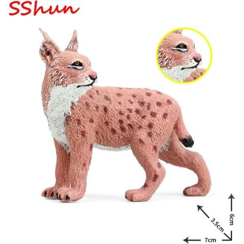 7*3.5*6CM Children solid simulation wild animal short-tailed bobcat model lynx cat animal model