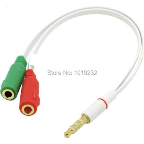 PC headset to smartphone headset adapter single 3.5mm 4 position plug to 2x 3 position 3.5mm jack
