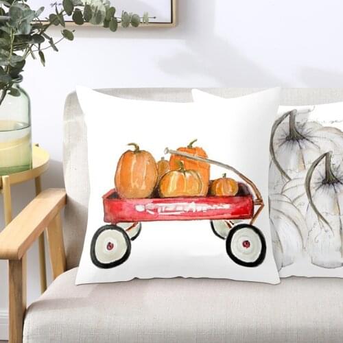 Watercolor Pumpkin Peach Skin Pillowcase Pillow Cushion Lumbar Pillow Pillow Cover For Sofa Chair Seat Car Cushion Cover Decor