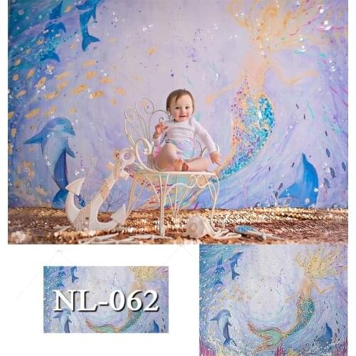 Watercolor Mermaid Under The Sea Birthday Photo Backdrop Seabed Newborn Baby Shower Party Banner Portrait Background Photography