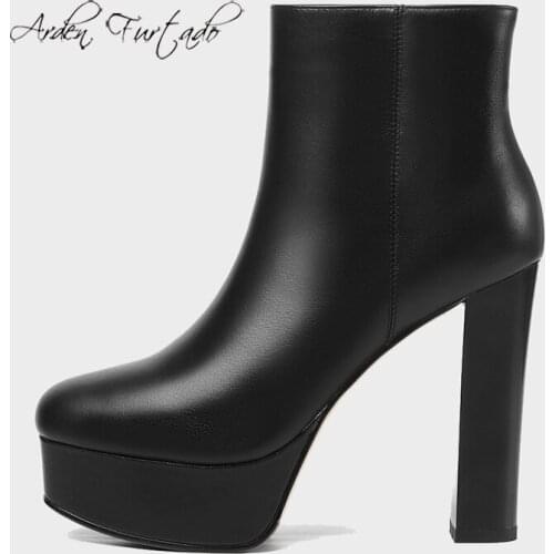 Arden Furtado 2021 spring Winter Fashion Boots Elegant Zipper Pure Color White genuine leather Ankle Boots ladies shoes size 33