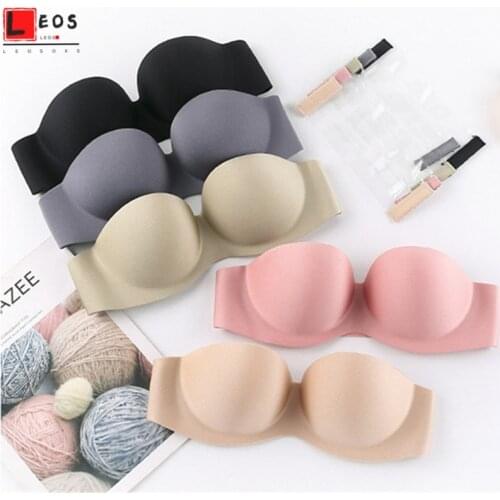 Sexy Strapless Invisible Bras Push Up Gather Underwear for Women Wedding Brassiere Solid Color Non-slip Sexy Lingerie 2020 New
