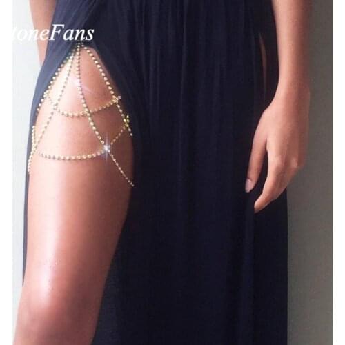 StoneFans Crystal Body Thigh Chain Garter Jewelry Shiny Lingerie Women Rhinestone Body Jewelry Leg Thigh Chain Gift for Her
