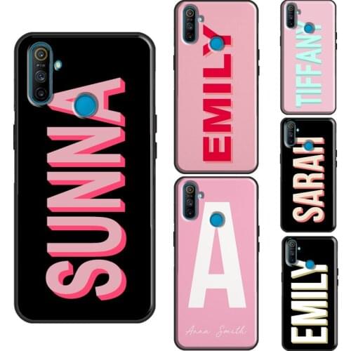 Pink PERSONALISED CUSTOM Name MONOGRAM For Realme 8 Pro Q3 6 7 Pro C3 C11 C21 GT Neo Phone Case For OnePlus 9 Pro 7 8 7T 8T Nord