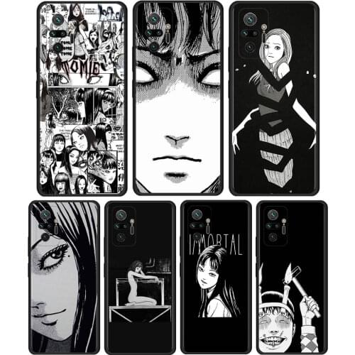 Tomie Junji Ito Cover For Xiaomi Redmi Note 10 Pro 8T 9T 7 8 9 Pro 9S 10 5G 9A 8 Pro Cell Phone Case Black Soft Shell Coque