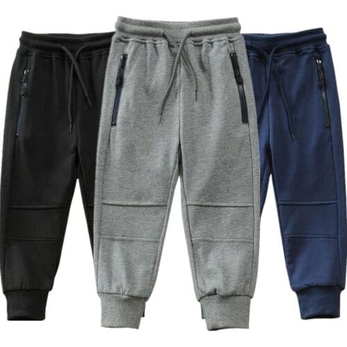 Children Boys Pants Zipper Pocket Design Kids Knitted Sport Causal Trousers For Teenager Boy 3-14 Years Sweatpants FM018