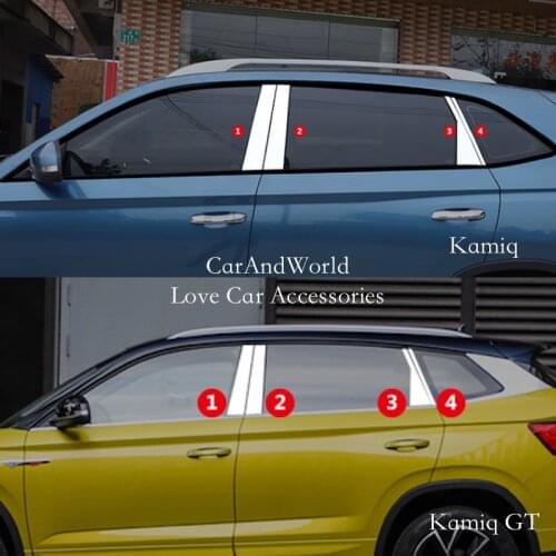 For Skoda Octavia Kamiq Karoq Kodiaq 2015-2021 Car Door Glass Window Pillar Frame Cover Middle Column Garnish Trims Accessories