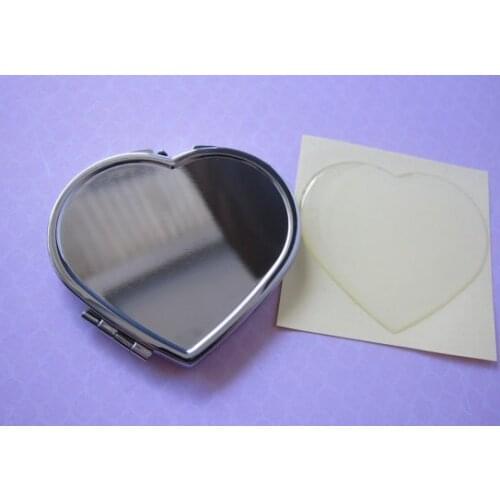 Two-sided Magnified Blank Heart Shaped Compact Mirrors with Epoxy Resin Stickers Set DIY
