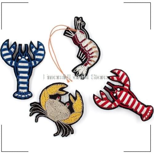 French Design Indian Silk Corsage Handmade Embroidery Ornament Pin Crab Brooch Badge Fun Brooch