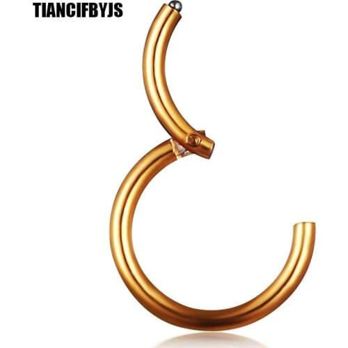TIANCIFBYJS Stainless Steel Septum Piercing Nose Hoop Clicker Ring 16G Cartilage Tragus Retainer Body Piercing Jewelry Mix 60pcs