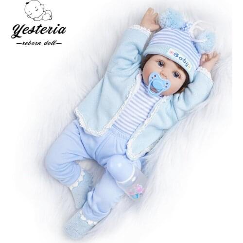 55cm Reborn Baby Doll Boy Toys Lovely Silicone Vinyl Newborn Blue Outfit Kids Birthday Gifts