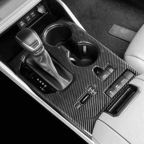 LHD! Car Accessories for Toyota Highlander 2020 2021 2022 Carbon Fiber Painted Interior Gear Shift Panel Cover Trim 1pcs