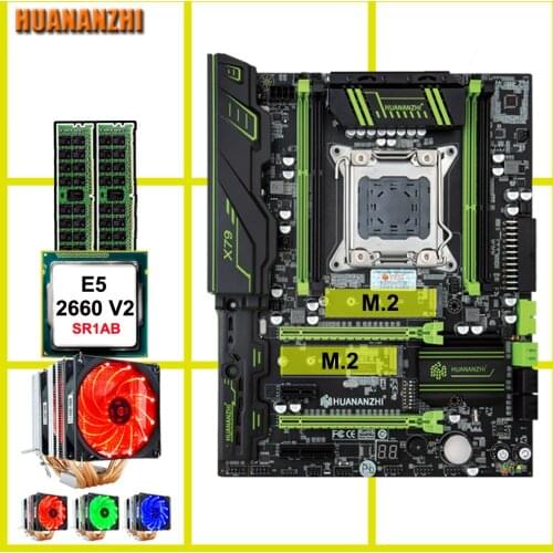 On sale brand HUANANZHI X79 Pro motherboard with DUAL M.2 NVMe SSD slot CPU Intel Xeon E5 2660 V2 6 tubes cooler RAM 32G(2*16G)