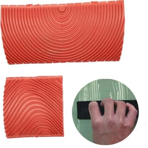 2pcs/set Wood Graining Tool DIY Kit Rubber Graining Pattern Stamp Imitation Wood Grain Paint Roller Brush Home Tool