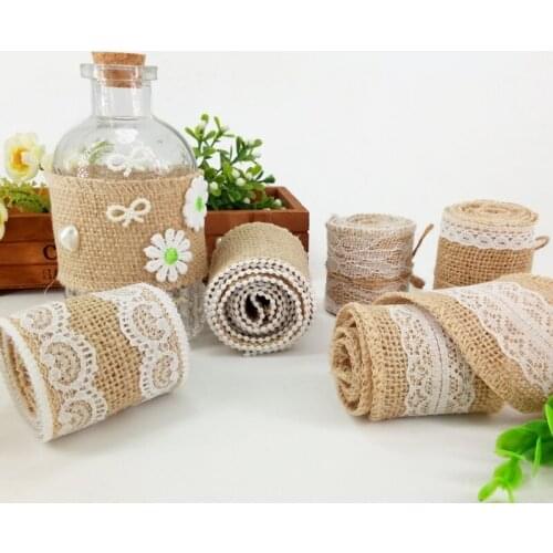 Natural burlap lace jute linen cloth roll handmade diy accessories kindergarten decoration handicraft home decoration clothing