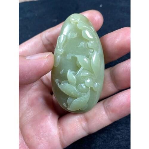 Natural hetian jade A HandCarved jade lotus jadeite jade pendant jade necklace jewelry necklaces woman men jewelry