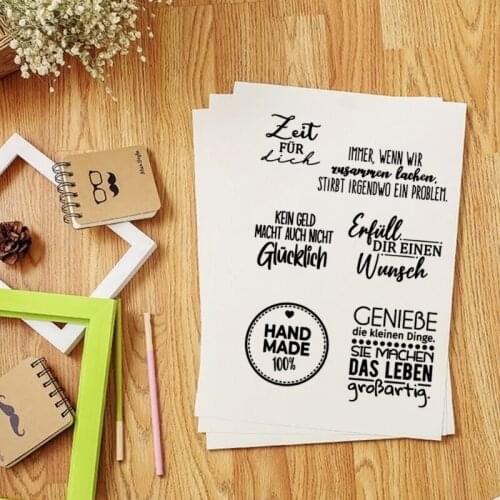 German Quotations Wishes Lettering Clear Stamps Elegant Card Making Stamps for Card Making Decoration and DIY Scrapbooking K0AA