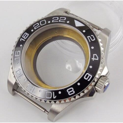 Fit NH35 Automatic Movement New 43mm Watch Case with Transparent Backcover Rotating Black Bezel