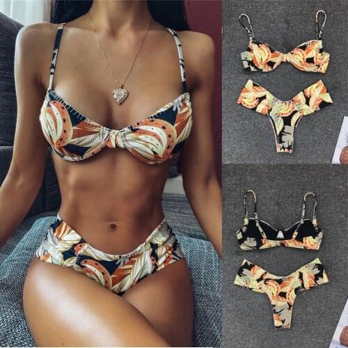 New Summer Swimwear Bikini Set Women Split bikini suit Cute Printing Strappy Bikini Two Piece Swimwear Sexy Matching Swimsuit
