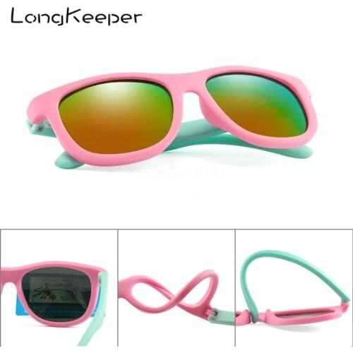 LongKeeper TR90 Flexible Kids Sunglasses Polarized Child Baby Safety Sun Glasses UV400 Eyewear Infant oculos de sol 2020 Shades