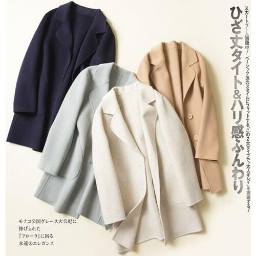 200% Autumn Winter Women Wool Coat Female Handmade Double-side Woolen Coats Korean Vintage Jacket 605s MY2242