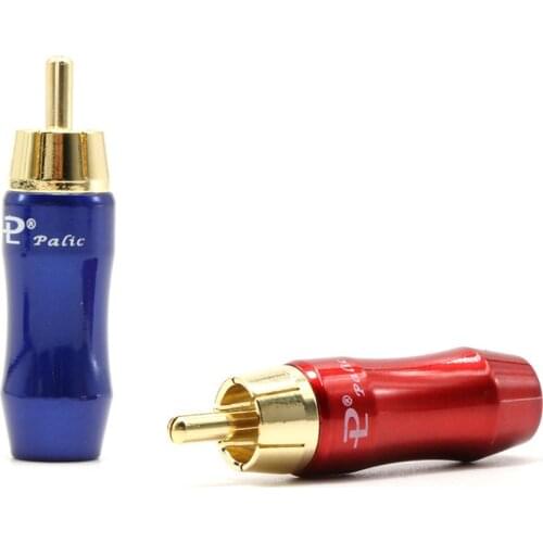 R1705 4Pcs Pailiccs Brass Gold Plated Red/Blue RCA Plug Connector Adapter Jack For Hifi Signal Line